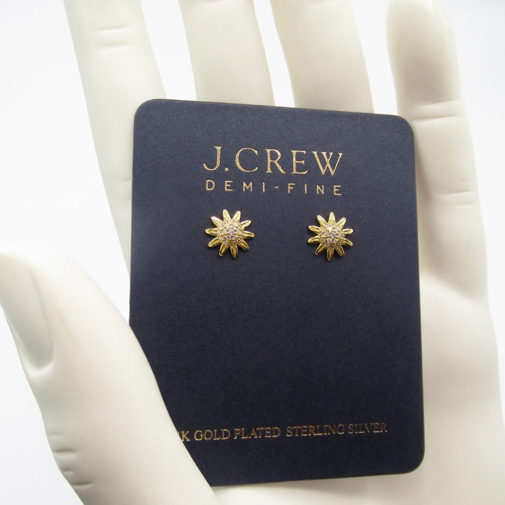 J. Crew Demi-Fine 14k Gold Plated Sterling Silver Sunflower Earrings